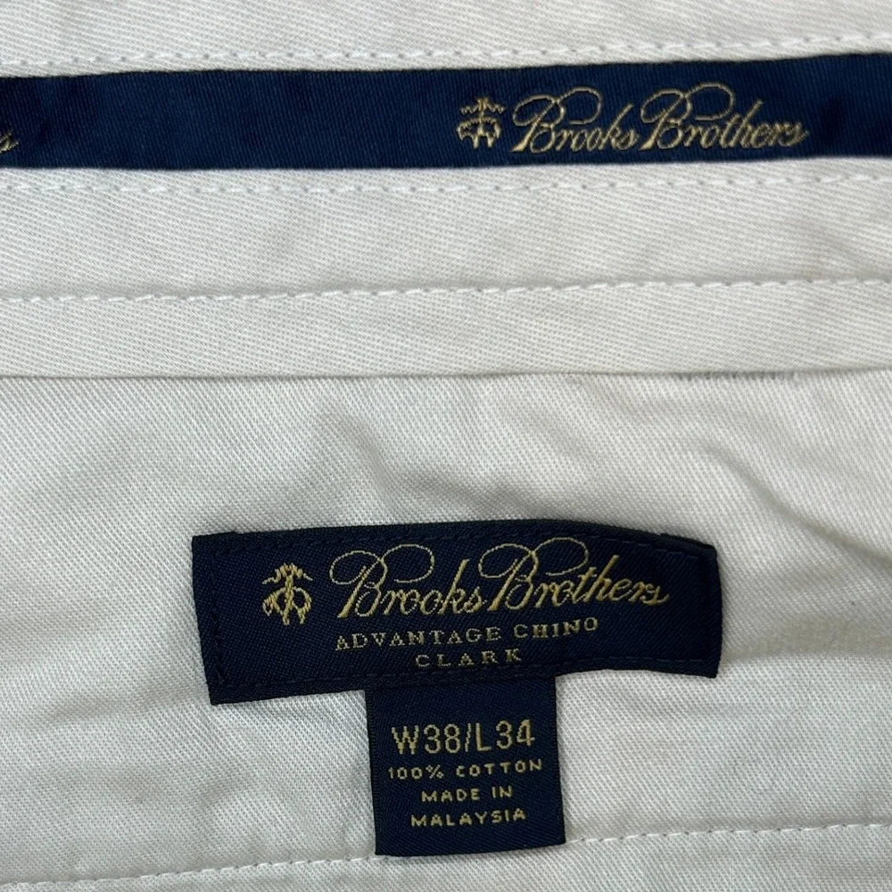 Brooks Brothers Advantage Chino Clark Men's Pants Khaki‎ Tan W38 L34 Cotton